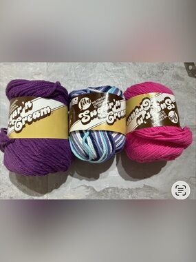Lot of 3 Lily Sugar’n Cream Cotton Yarn Skeins - Worsted Weight #4